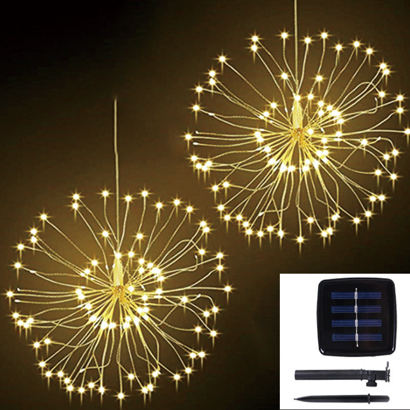 Solar-Powered Battery Box Firework Lights - Eight Functions with Starburst, Dandelion, and Christmas Decorations