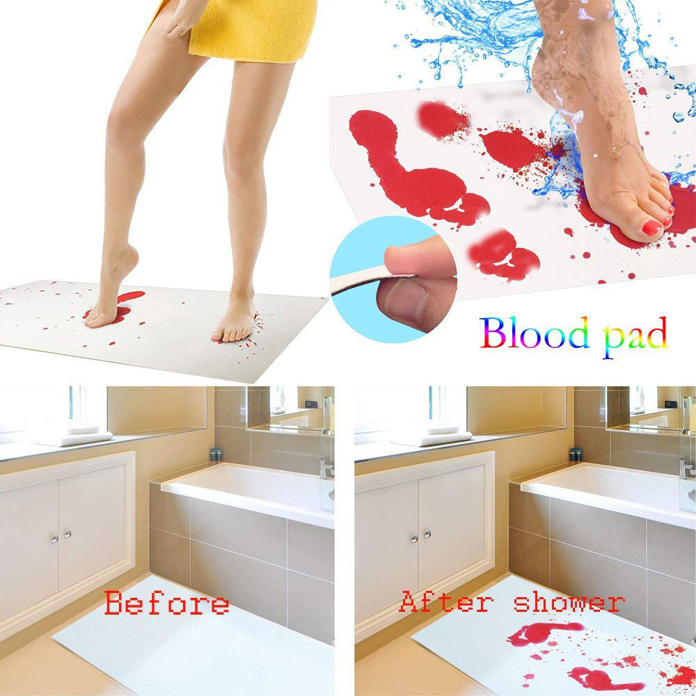 Tapis de bain à couleur changeante pour Halloween, tapis de sol sanglant pour salle de bain, devient rouge lorsqu'il est exposé à l'eau