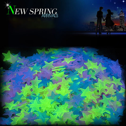 50pcs Luminous 3d Stars Glow In The Dark Wall Stickers For Kids Baby