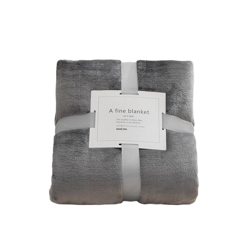70x100cmgrey Flannel Fleece Blanket Adult Children Soft Warm Throw Bed
