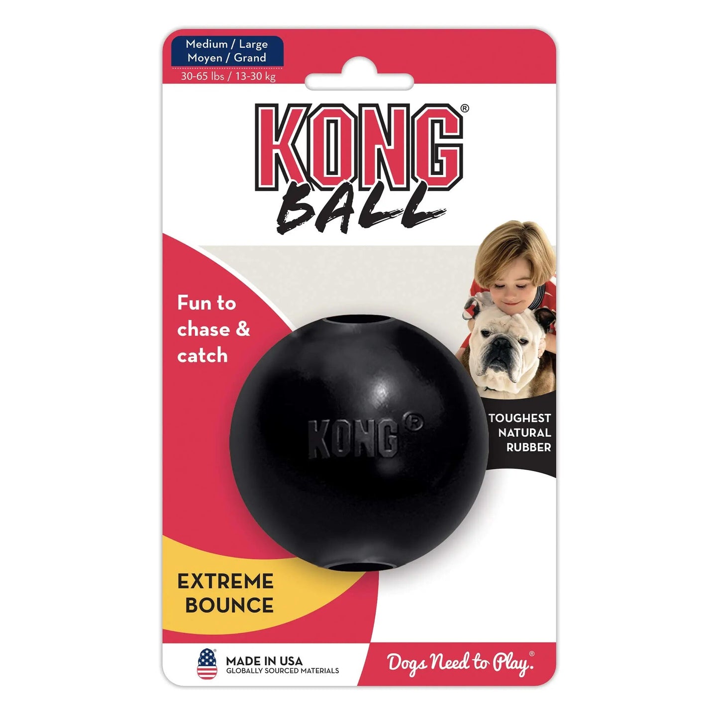 KONG - Extreme Ball - Jouet pour chien en caoutchouc durable pour mâcheurs puissants, noir