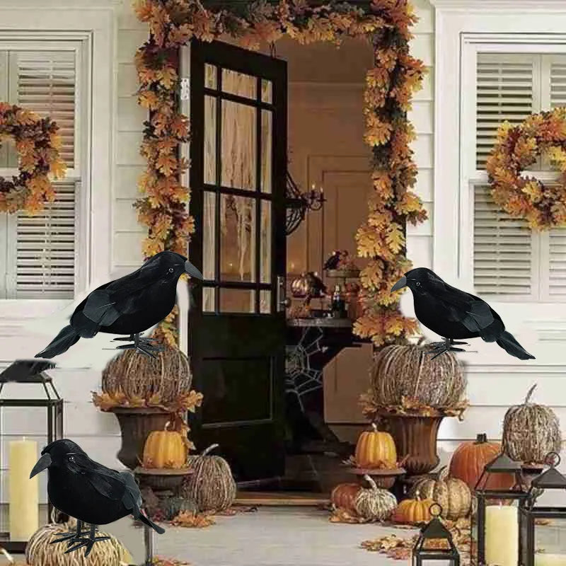 Modèle de corbeau noir d'halloween, 1 pièce, Simulation de faux oiseau, jouets effrayants pour fête d'halloween, accessoires de décoration de maison, accessoires d'horreur