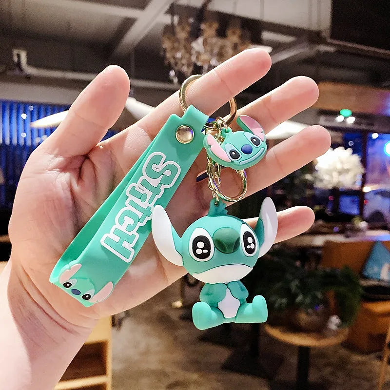 Disney Lilo &amp; Stitch Toys porte-clés Anime point pendentif porte-clés doux rose ange porte-clés femmes voiture porte-clés fille cadeau d'anniversaire