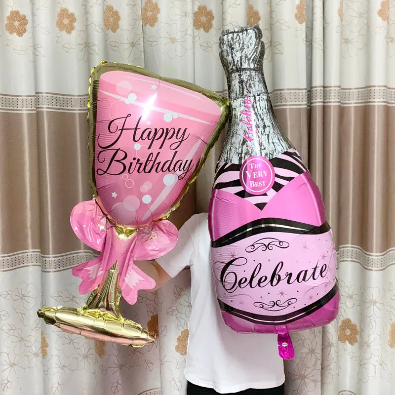 Big Helium Balloon Champagne Goblet Balloon Wedding Birthday Party Decorations Adult Kids Balloons Globos Event Party Supplies. 