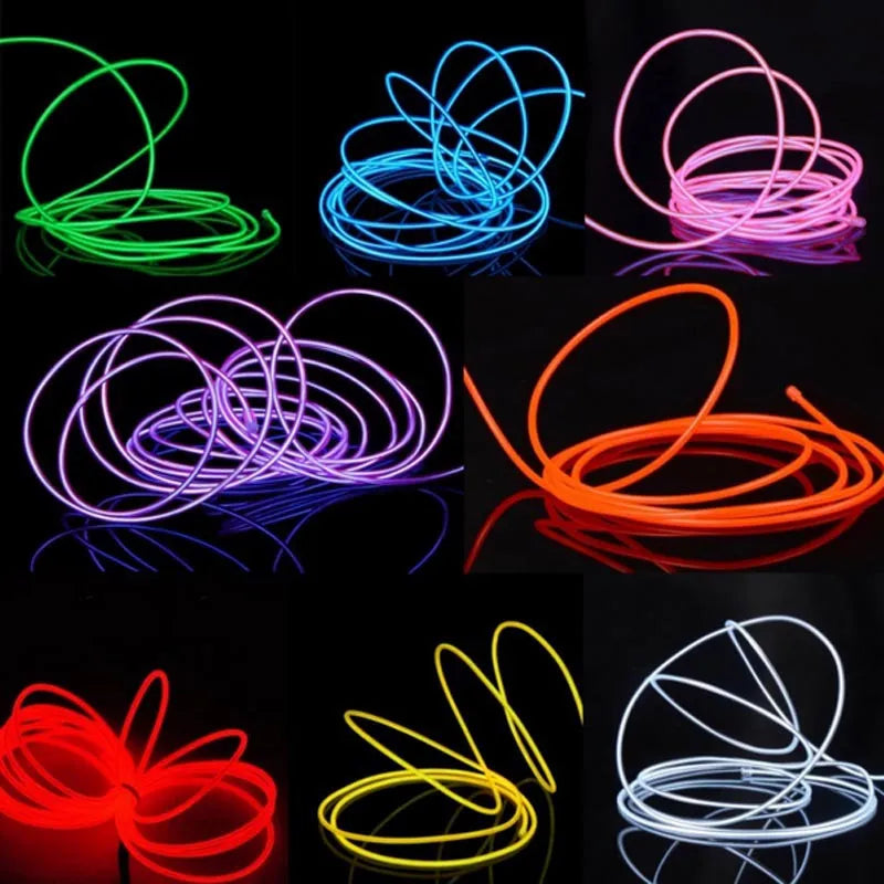 Flexible Neon Light Glow EL Wire Rope Cable LED Lights For Christmas Dance Rave Decoration DIY Shoes Clothing USB LED Strip Lamp