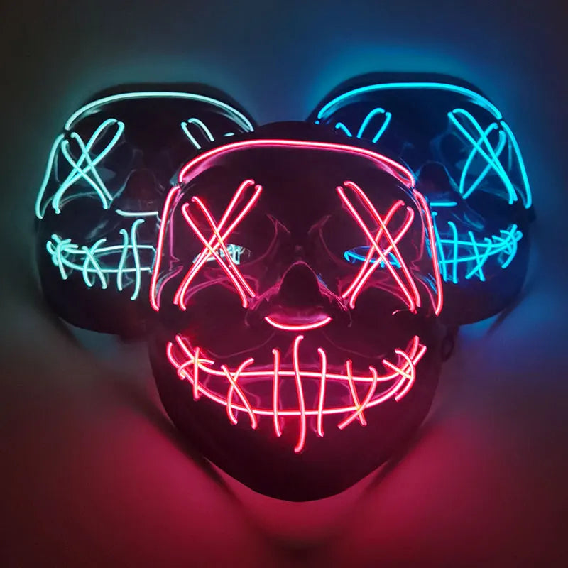 Cosmask Halloween Neon Mask Led Mask Masque Masquerade Party Masks Light Glow In The Dark Funny Masks Cosplay Costume Supplies
