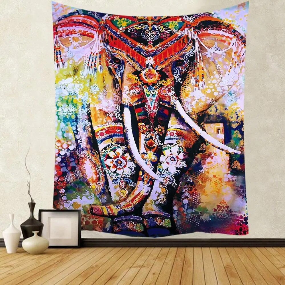 Wall Hanging Elephant Boho Mandala Witchcraft Wall Cloth Art