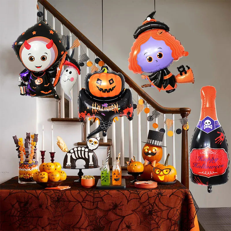 Halloween Pumpkin Ghost Balloons Decorations Spider Foil Balloons Inflatable Toys Bat Globos Halloween Party Supplies Kids Toys