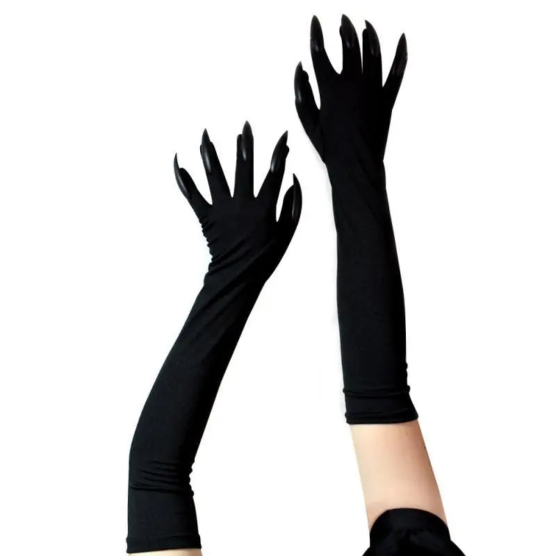 Cool Halloween Gloves Long Ghost Claw Dress Up Gloves Fashion Black Long Nails Cosplay Halloween Funny Gloves