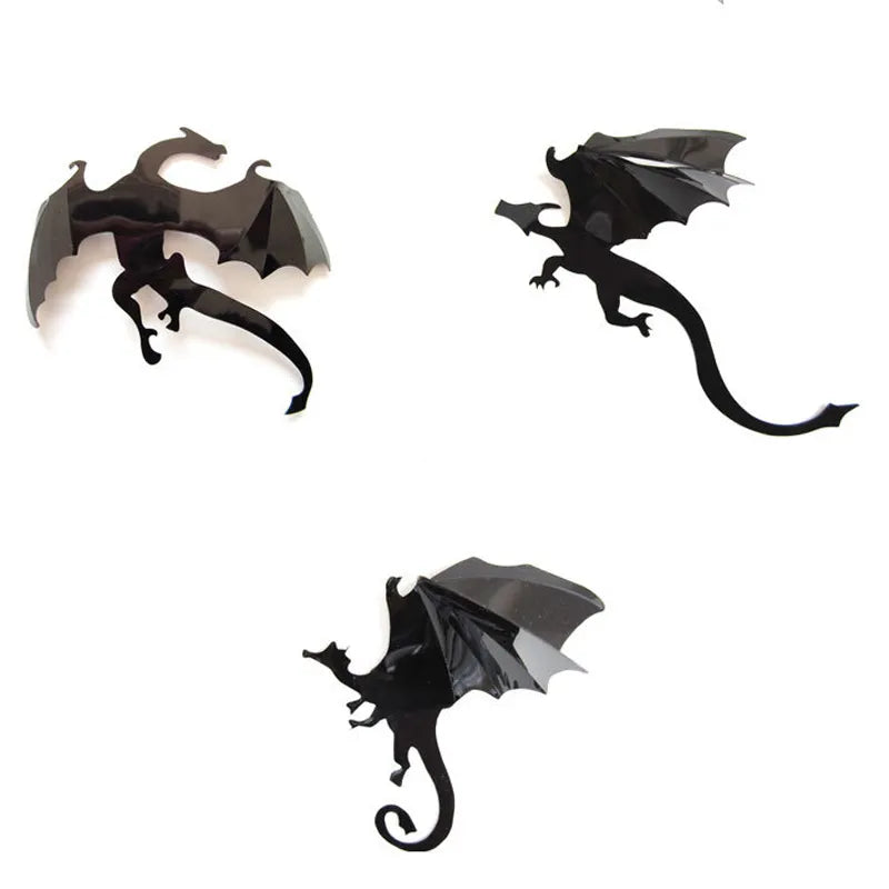 7Pcs/Set Fantasy Halloween Fun Wall Sticker For Kids Rooms Decor Dinosaurs Boys Gift 3D Dragon Wall Art Dragon Silhouettes