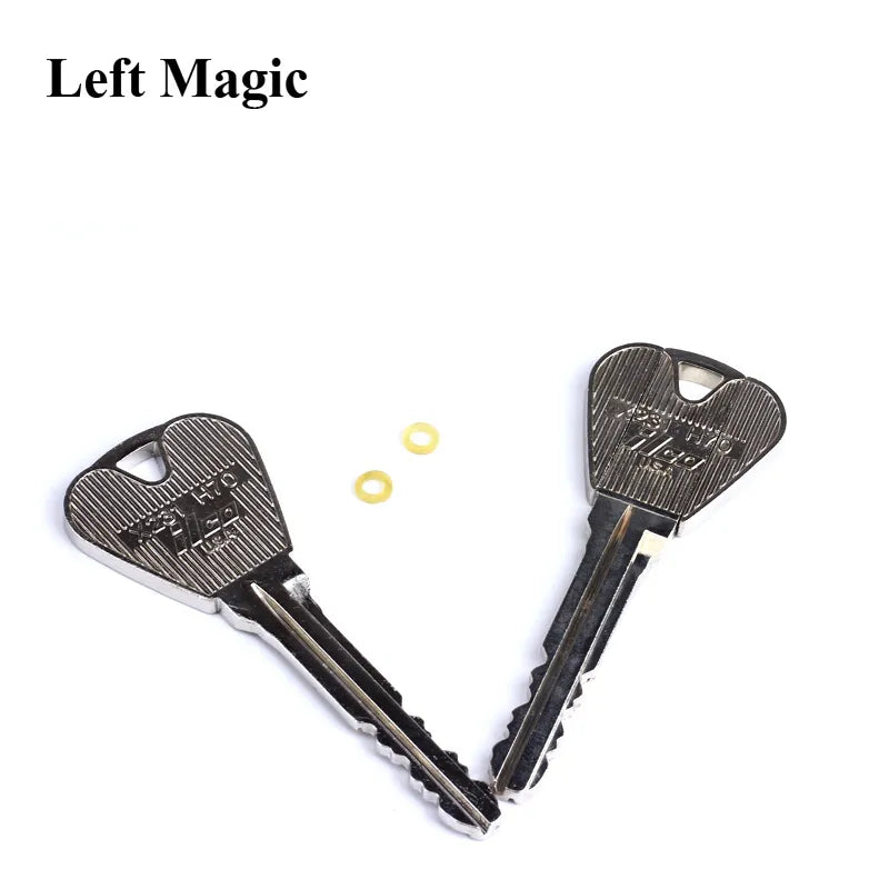 2 Pcs New Magic Trick Toy Folding Key Thru Bottle Or Ring Penetration Magic Trick Props Magic Joke Toy Easy To Play
