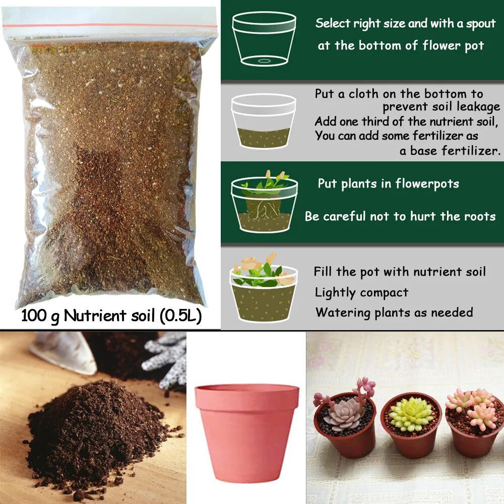 100g（0.5L）Nutrient Soil Rich Fertilizer NPK For Plant Flower Succulent Garden Bonsai