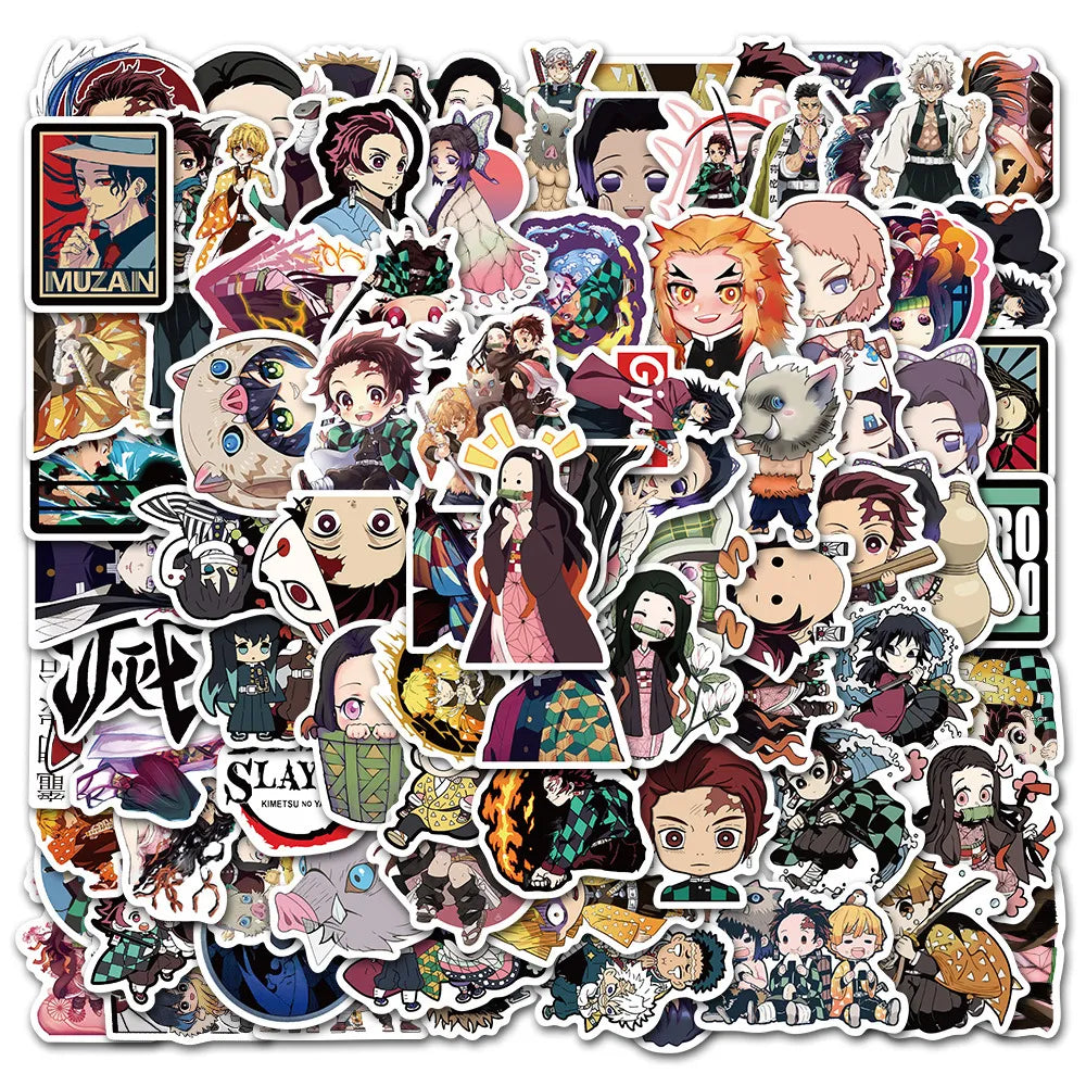 100pcs Anime Stickers Naruto One Piece Demon Slayer Hunter X Graffiti DIY Luggage Laptop Skateboard Phone Decal Sticker Toys