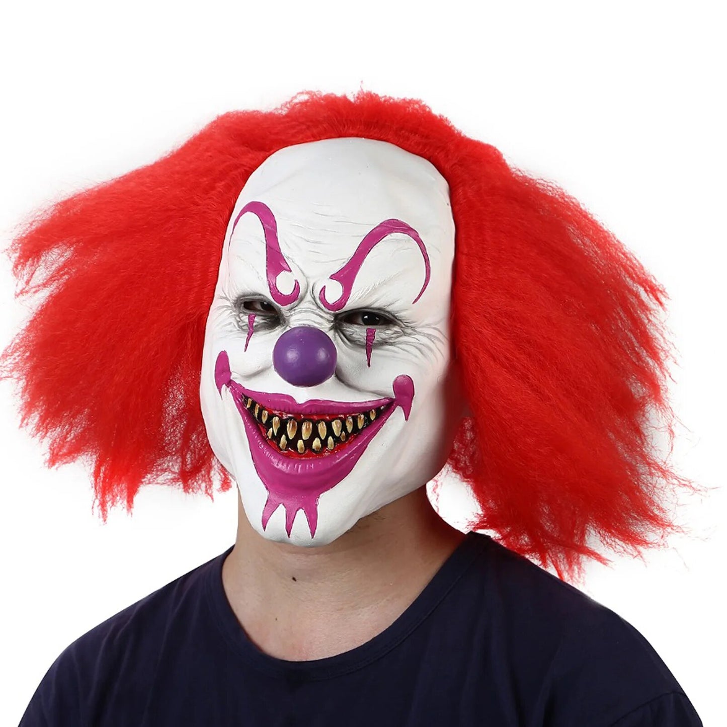 Red Hair Clown Mask Halloween Party Red Eye Latex Headgear Terror Costume Masquerade Cosplay Props For Adult And Children