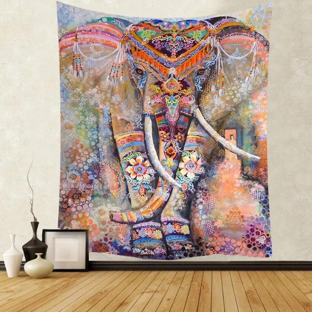 Wall Hanging Elephant Boho Mandala Witchcraft Wall Cloth Art