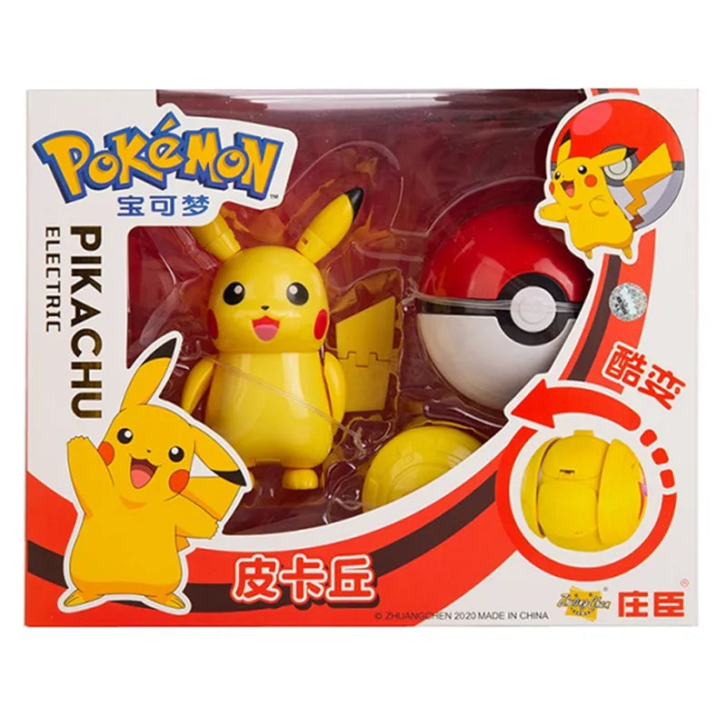 Original Pokemon Figuren MIT Box | Verformbares Spielzeug - Anime Figuren - Pikachu, Glumanda, Bisasam, Mewtu uvm. | Pokemon Pokeball Modell Geschenk