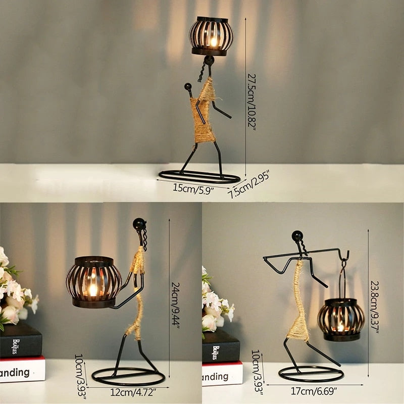 Joylove Nordic Metal Candlestick Abstract Character Sculpture Candle