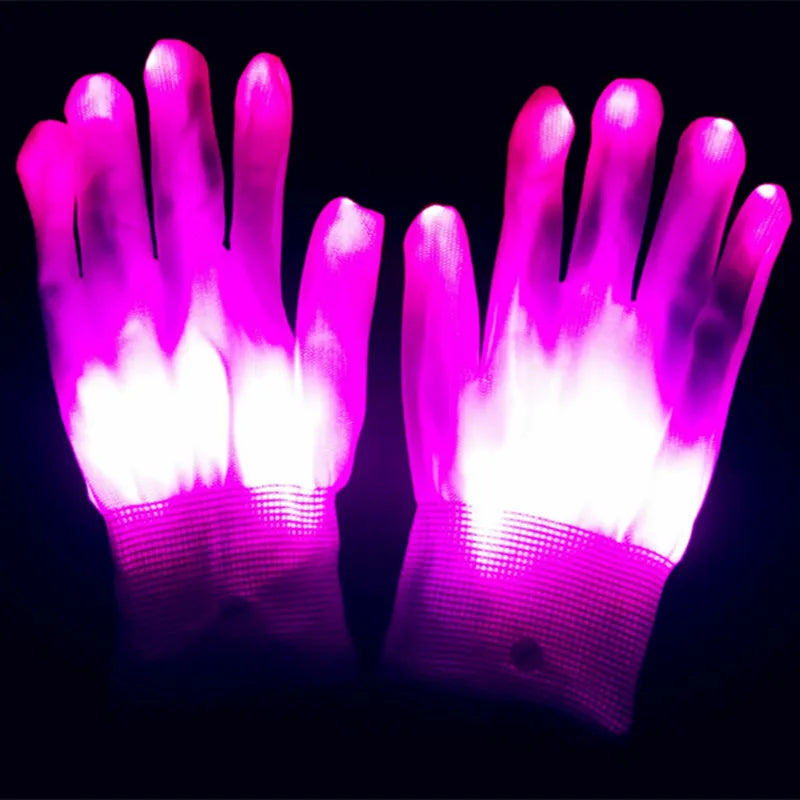 LED Gloves Neon Glowing Halloween Party Light Props Luminous Flashing Skull Gloves Stage Costume Christmas Children's Day Gift