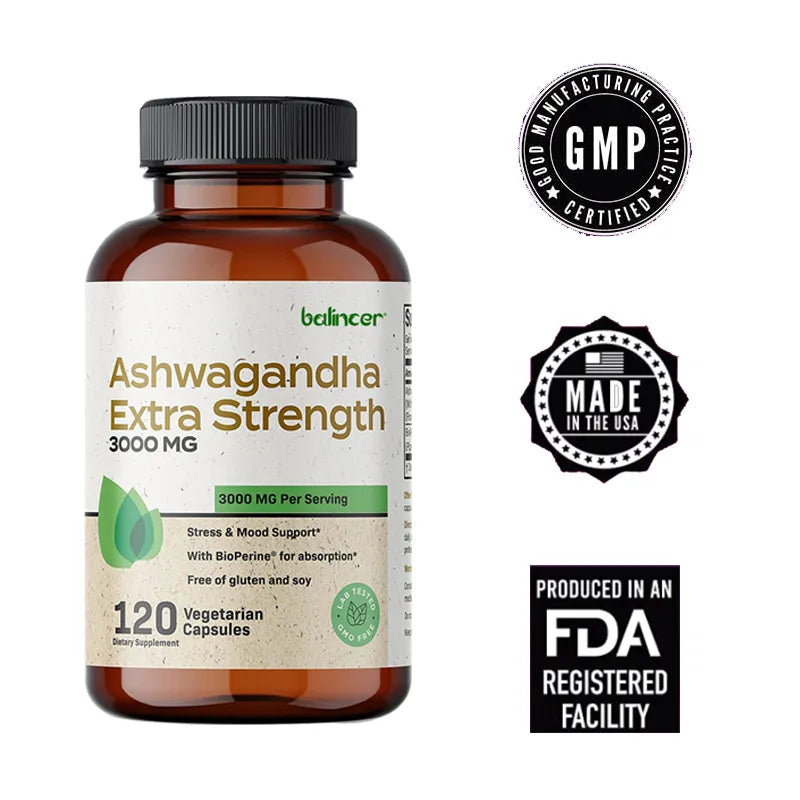 Balincer Ashwagandha Capsules | Ashwagandha Extract Supplement | Boost Energy, Relieve Stress, Support Mood &amp; Focus 