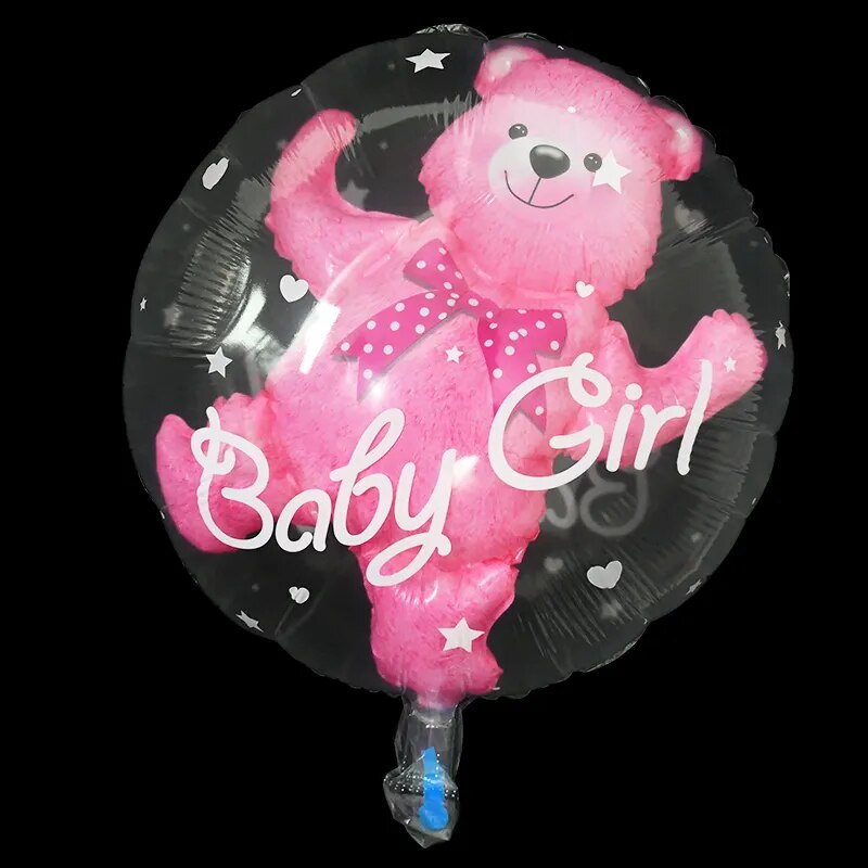 4D Transparent Baby Shower Boy Girl Bear Bubble Ball Kids 1st Birthday Party Blue Pink Helium Balloon Gender Reveal Decoration
