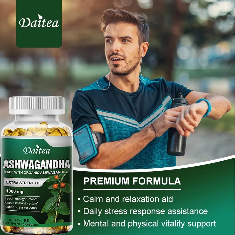 Made with organic ashwagandha to enhance energy, strength, stamina, help men and women relieve anxiety and stress (1-10bottle)