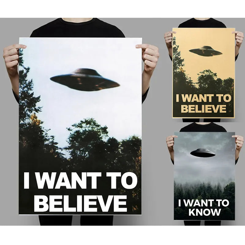 I WANT TO BELIEVE The X Files Art Posters and Prints UFO Retro TV