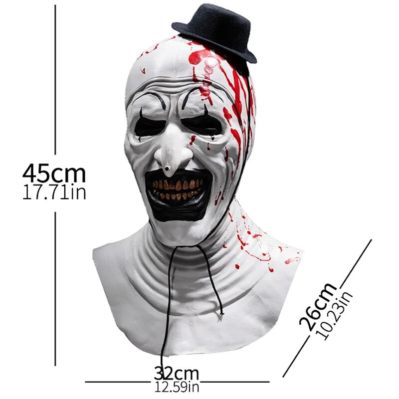 Terrifier Mask Art The Clown Cosplay Latex Masks Halloween Bloody Horror Clown Masks Hat Helmet Party Adult Costume Props