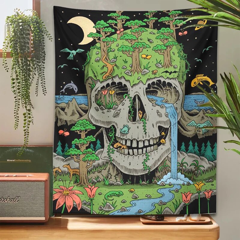 Psychedelic Skull Tapestry Bohemia Decoration For Bedroom Tapestries