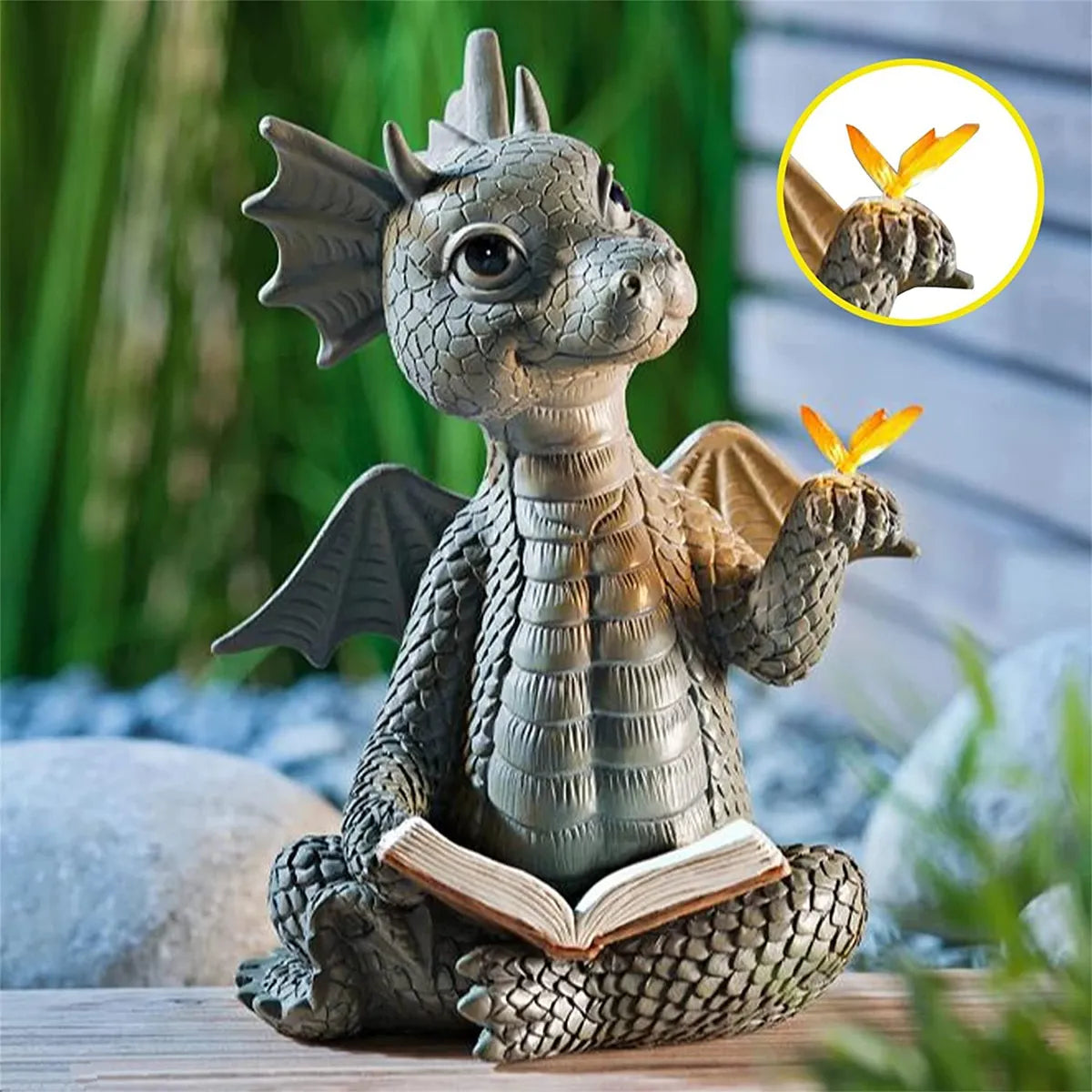 Mignon petit dragon dinosaure livre de lecture petite sculpture de dragon 