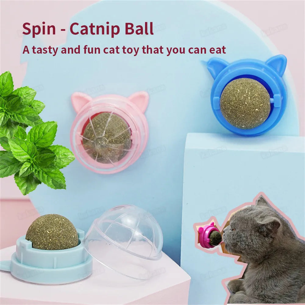 Catnip Wall Ball Cat Toys Pet Toys for Cats Clean Mouth Promote Digestion Kitten Candy Licking Snacks Mint Ball Cat Accessories