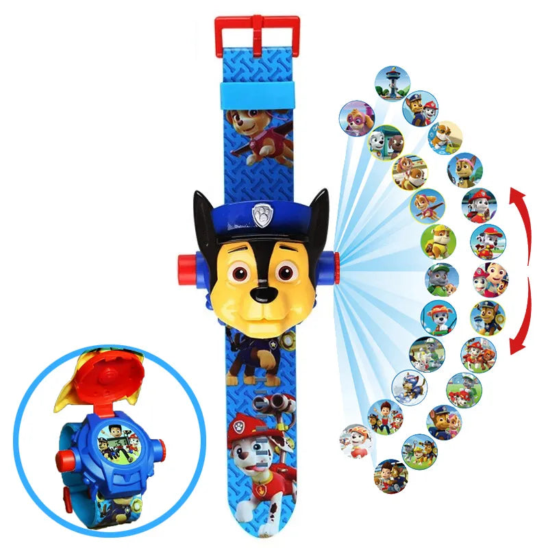 Paw Patrol Toys Set 3D Projection Digital Watch Dog Puppy Patrulla Canina Anime Action Figures Model Toy Marshall Chase Kid Gift