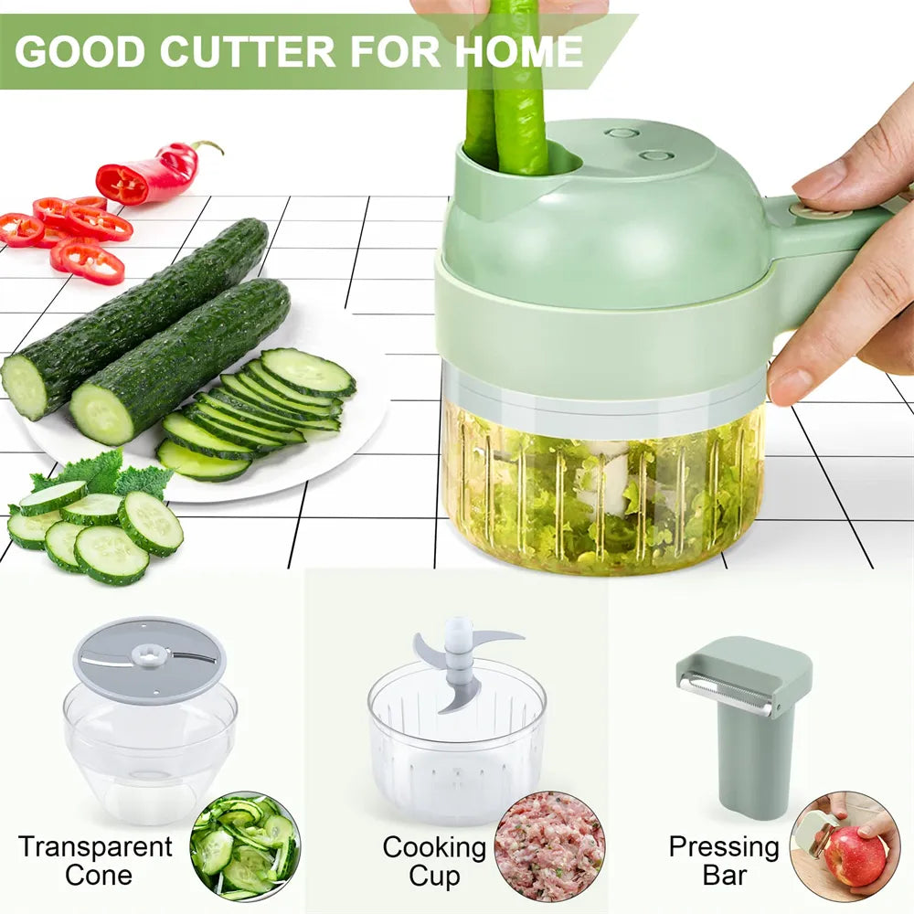 Portable 4 in 1 Handheld Electric Vegetable Slicer USB Rechargeable