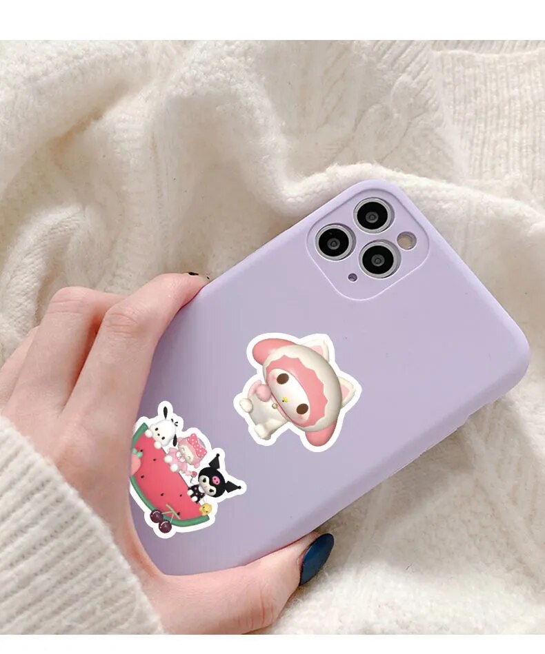 50/100pcs 3D Stereoscopic Sanrio Anime Stickers Cute Phone Case Waterproof Laptop sticker Hello Kitty Kuromi Kawai Stickers Pack