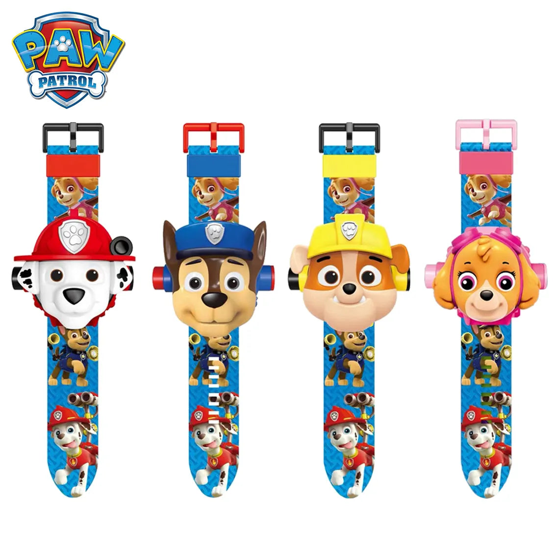 Paw Patrol Toys Set 3D Projection Digital Watch Dog Puppy Patrulla Canina Anime Action Figures Model Toy Marshall Chase Kid Gift