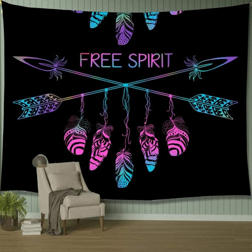 Psychedelic Moon Dreamcatcher Feather Tapestry Hippie Large Bohemian