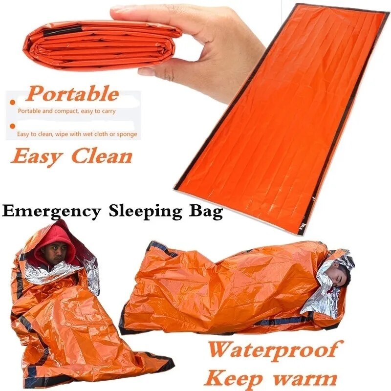 Sac de couchage d'urgence thermique léger et imperméable, sac de bivouac, couverture de survie, Camping, randonnée, plein air, activités