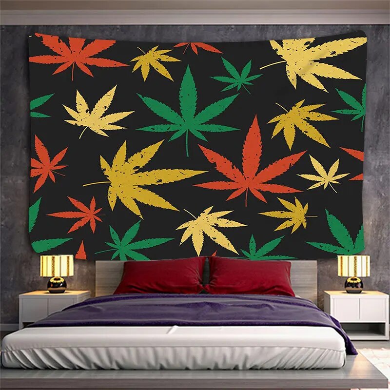 Psychedelic Maple Leaf Wall Hanging Bohemian Mandala Tapestries Wall