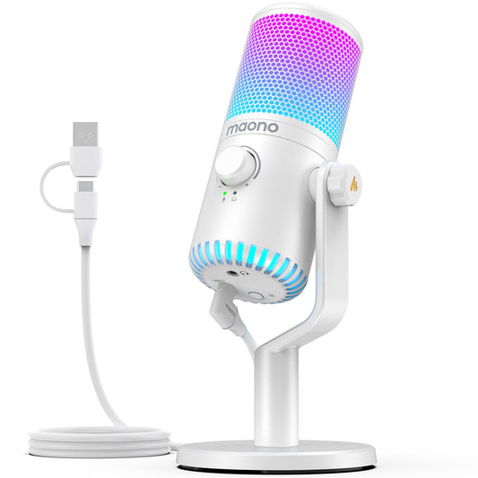 Maono – Microphone de jeu USB/type-c, pour téléphone et PC, avec lumière respiratoire, surveillance de latence zéro, pour Podcasting et Streaming DM30