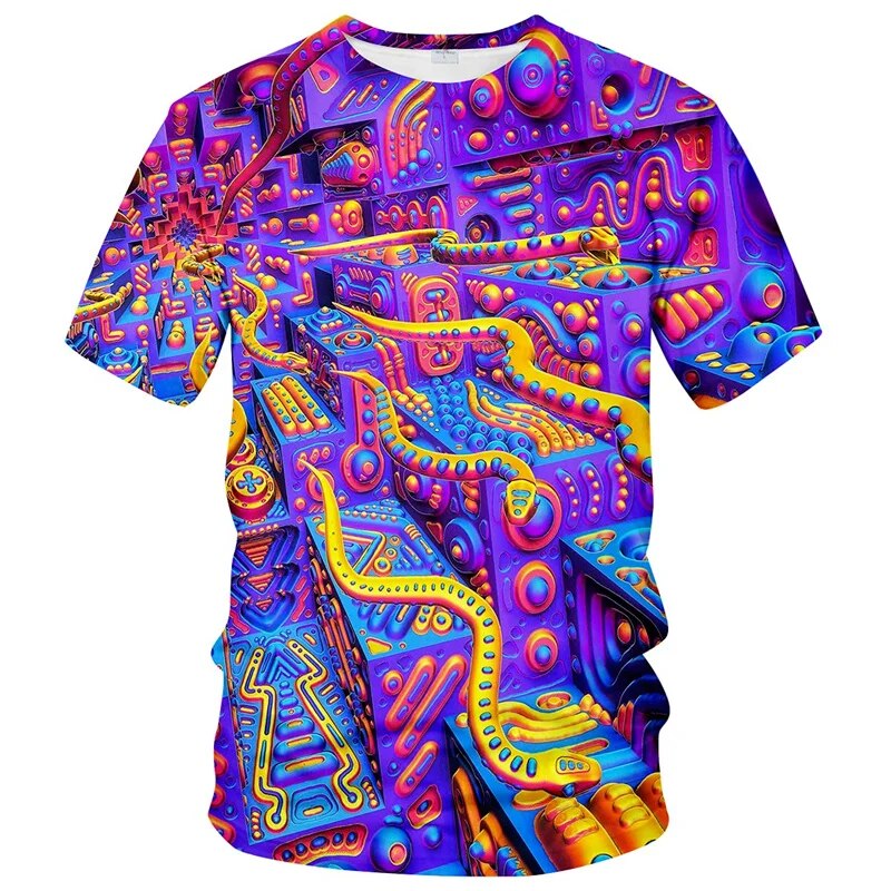 T-shirt Trippy coloré pour hommes, peinture imprimée en 3D, designs cool T 