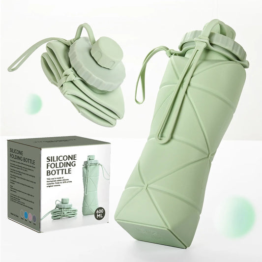 600ml Folding Silicone Water Bottle Sports Water Bottle Outdoor Travel Portable Water Cup Running Riding Camping Hiking Kettle