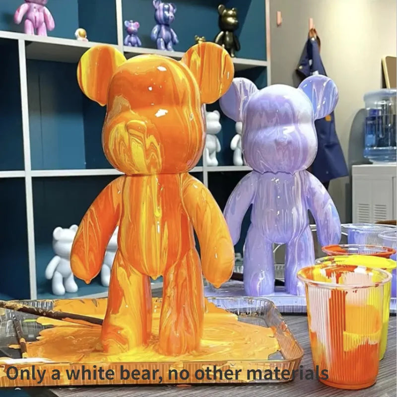 Creative Liquid Bear Handmade DIY Painting Violent Bear Sculpture White 