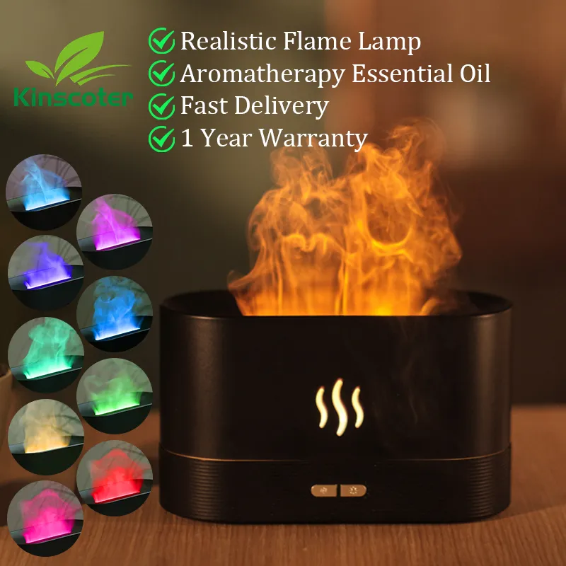Kinscoter diffuseur d'arôme humidificateur petite Machine à brume ultrasonique, LED, diffuseur de lampe de Style flamme d'huile essentielle