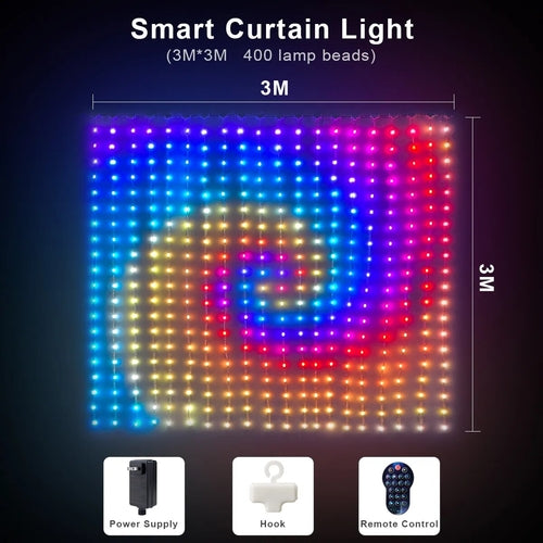 Rideau lumineux LED Bluetooth intelligent programmable, chaîne RGBIC Dream 