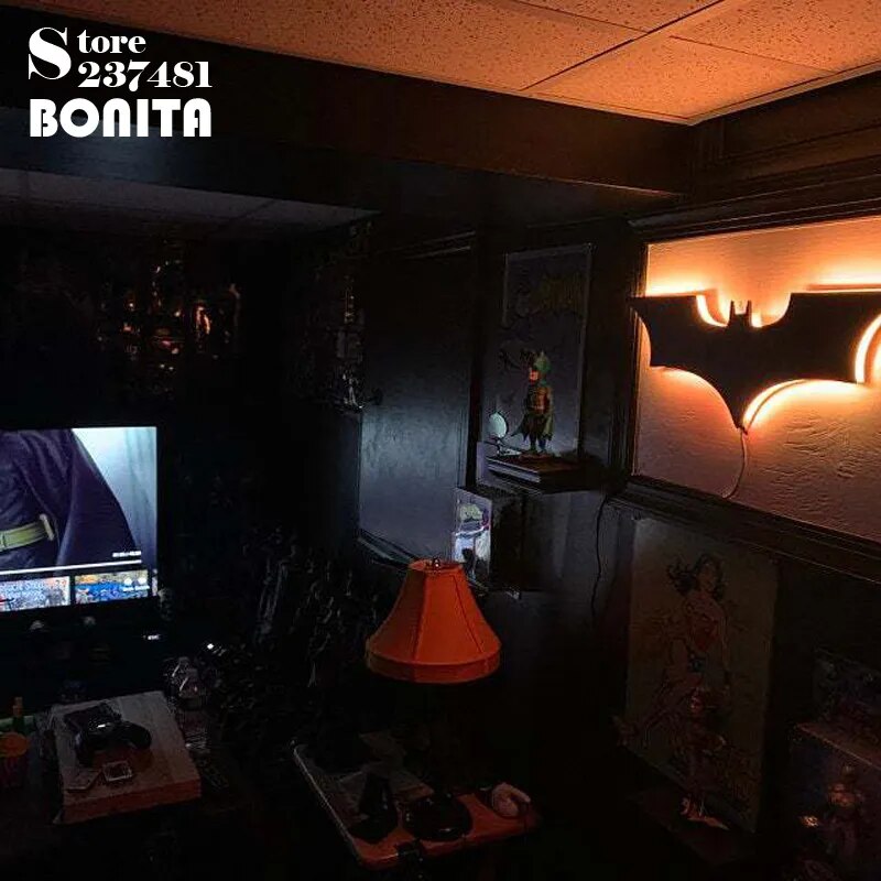 Super Cool 3D LED veilleuse chauve-souris Animal chevet salle de jeu barre applique super-héros atmosphère signe applique murale USB