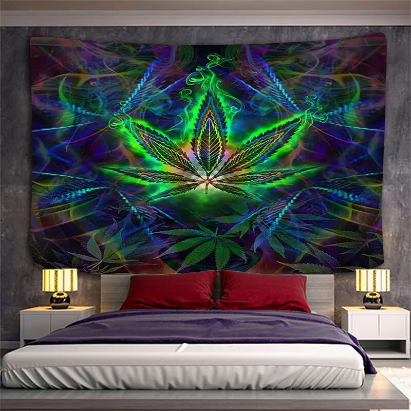 Psychedelic Maple Leaf Wall Hanging Bohemian Mandala Tapestries Wall