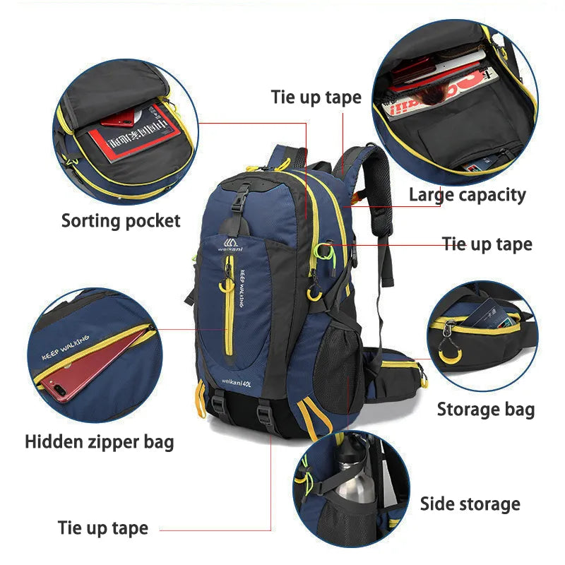 30L-40L Waterproof Climbing Backpacks Men Women Outdoor Sports Backpacks Camping Hiking Backpacks Sports Bag Mountaineering Bag
