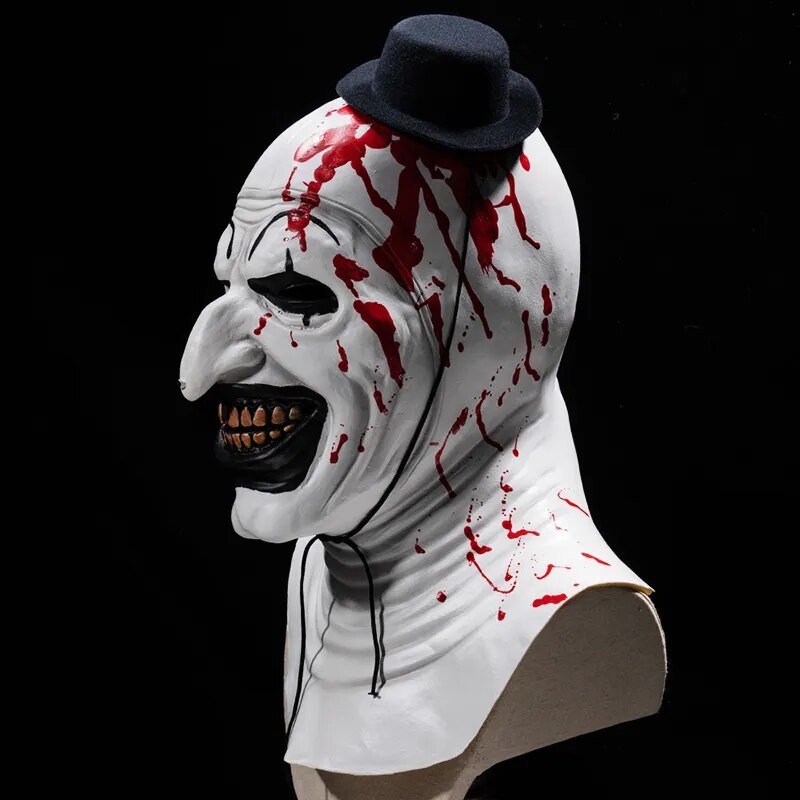 Terrifier Mask Art The Clown Cosplay Latex Masks Halloween Bloody Horror Clown Masks Hat Helmet Party Adult Costume Props