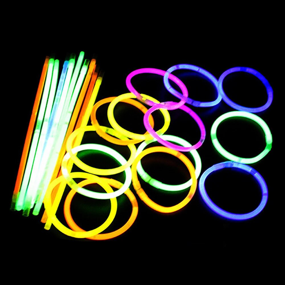 Mini bâtons lumineux jetables, 100 pièces, bracelets lumineux fluorescents, colliers, lumière néon, décoration de fête, Festival de mariage, accessoire de fête 