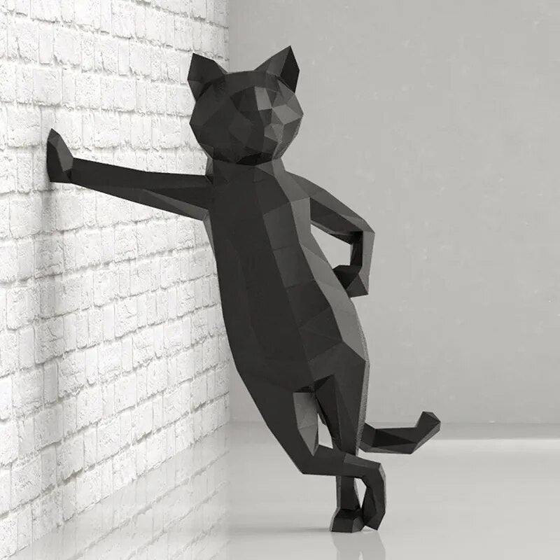 Chat debout 3D en papier artisanal, modèles de chaton Cool, Sculpture pour la maison et le bureau 