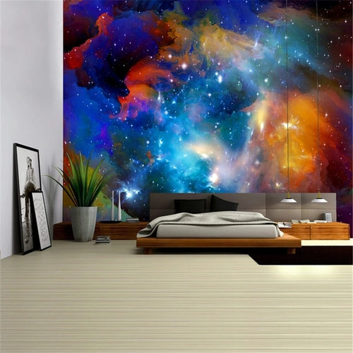 Blue Earth Galaxy Space Tapestry Psychedelic StarrySky Wall Hanging